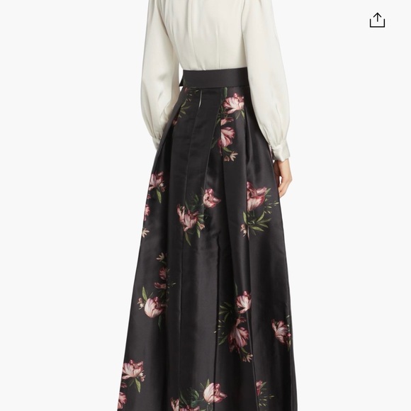 Sachin + Babi Black Maxi Skirt with Pink Floral Print and Belt - Picture 5 of 10